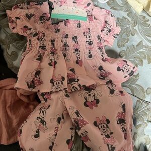 Disney Pink Pajama Set with Playful Cartoon Print